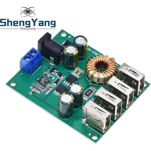 DC DC 7V-60V to 5V 5A 4 Four USB Output Buck Converter Board Step Down Power Supply Module Car Charger High Speed