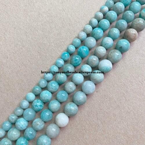 Genuine B Quality Natural Brazil Amazonite Stone Round Loose Beads 6 8 10 MM Pick Size for Jewelry Making