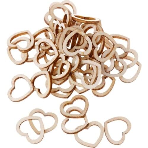 50pcs Hollow Wooden Heart Love Rustic Decoration Wedding Table Confetti Slices Rustic Embellishments