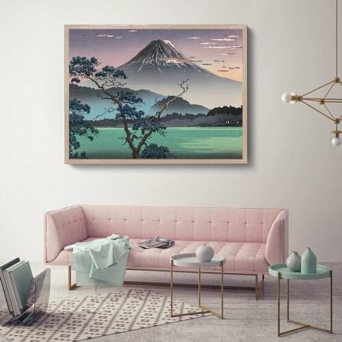 Japan art poster from the series Fuji Japanese Mountain Landscape Tress Print Pictures Oil Painting