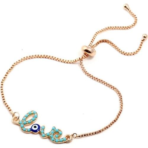 Simple Metal Beads Drop Oil Eye Bracelet