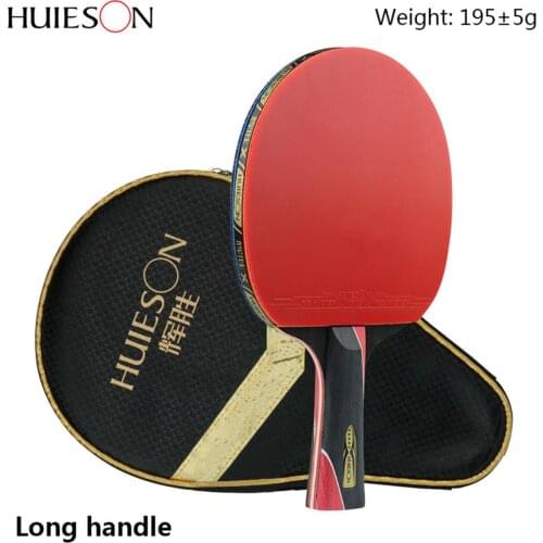 Huieson 5 Star Carbon Fiber Table Tennis Racket Double Pimples-in Rubber Pingpong Racket For Teenager Player With Racket Cover