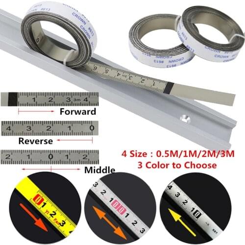 3 Color 0.5/1/2/3M Self-Adhesive Miter Saw Track Tapes Measure Backing Metric Steel Ruler Tape Measurements for Wood Metal Glass