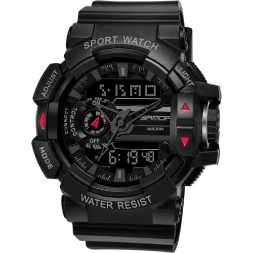 Sanda 599 Brand Outdoor Army Men Watches Military Plastic Waterpoof Sports 12/24hour Dual Time Digital Quartz Watch reloj hombre