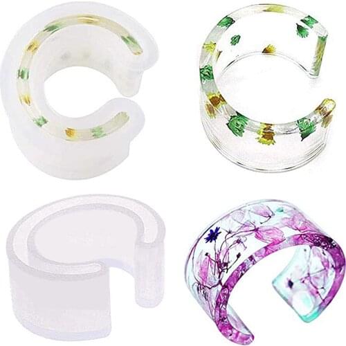 Silicone Molds Opening Bangle Casting Mould DIY Crystal Epoxy Resin Oval Transparent Flower Bracelet Handmade Tools