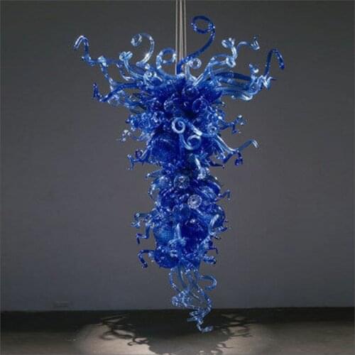 Blue Murano Chandeliers Lamp American Style Mouth Blown Glass Pendant Lamps Modern Art Decoration Home LED Light 120 CM