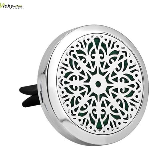 Snowflake 316L Stainless Steel Car Diffuser Aroma Car Perfume Locket Essential Oil Car Locket Free 6Pcs Pads