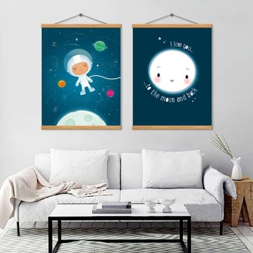 SPLSPL Nordic Style Kids Room Decor Blue Space Cartoon Spacewalk Posters and Prints Wall Picture for Living Room Canvas Painting