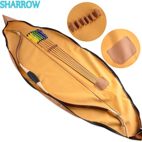 1Pc Archery Bow Bag Case Cover Soft Leather Waterproof Leather Recurve Traditional Longbow Bags For Hunting Shooting Accessories