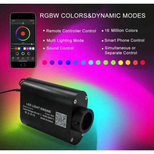 16W RGBW LED Glasvezel Ster Hemel Plafond Kit Light 150Pcs/200Pcs/300Pcs * 0.75Mm * 2M Met Smartphone App Music Controller