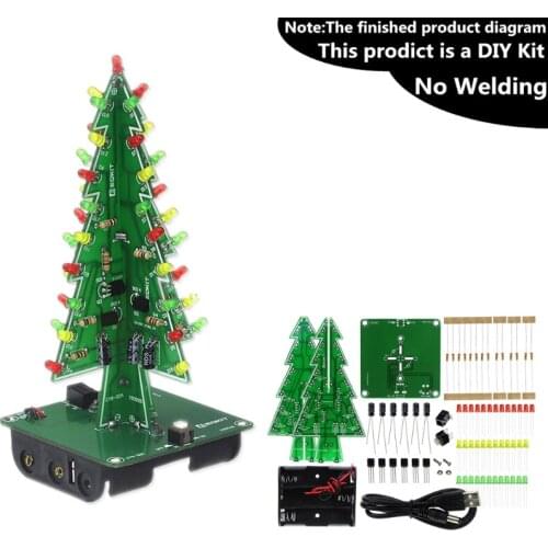 Three-Dimensional 3D Christmas Tree LED DIY Kit Red Green Yellow LED Flash Circuit Kit Electronic Fun Suite