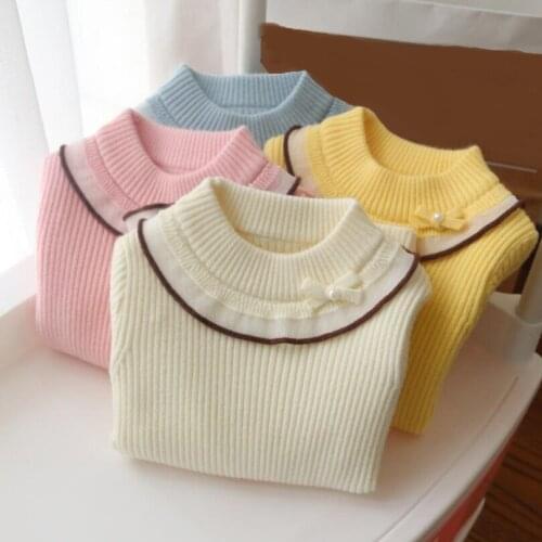 Spring Autumn Winter Baby Toddler Clothes Girls Pullover Sweater Kids Knitted Sweaters Children Long Flare Sleeve Tops JW8036