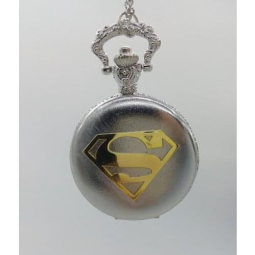 Vintage silver Fashion quartz Blue face man students gift steam punk Necklace pocket watches