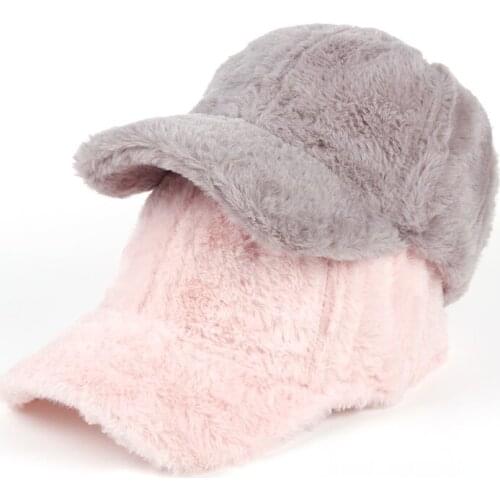 Women Winter Baseball Cap Wool Thicken Warm Casual Cute Elegant Cap Solid Casual Fashion Sports Trucker Korean Snapback Bone Cap