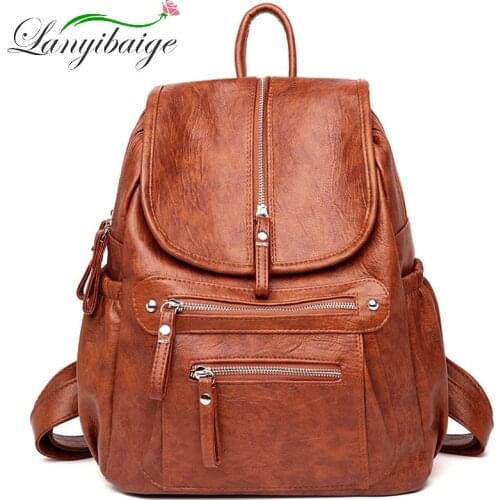 Women High quality leather Backpacks Vintage Female Shoulder Bag Sac a Dos Travel Ladies Bagpack Mochilas School Bags For Girls