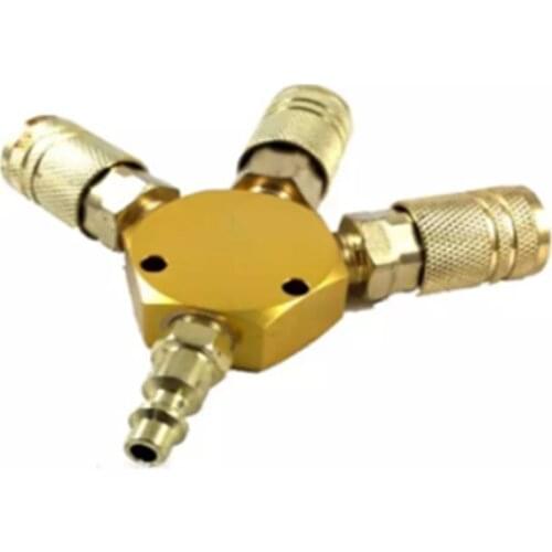 1/4''NPT Quick Connector American Style 3-WAY MANIFOLD Coupler Air Hose Coupling Pneumatic Tools US Type