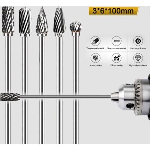 10cm Tungsten Carbide Rotary Burr Grinding Head Rotary Files Cutter Files Woodworking Carving Engraving Polishing Tools