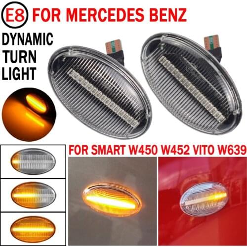 2Pcs Dynamic LED Turn Signal Lights Side Marker Car Accessories For Smart 450 452 & Mercedes-Benz W168 W639 W447 Citan W415