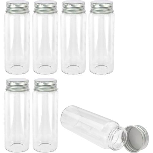 80ml 37x100x25mm Glass Bottle with Screw Aluminum Cap Small Vials Jars Seal Leak Proof Multifunction Jars 24pcs