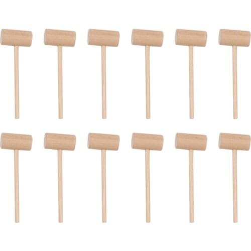 50Pcs Wood Mini hammers Crab Hammers Planet Cake Mallets (Log Color)