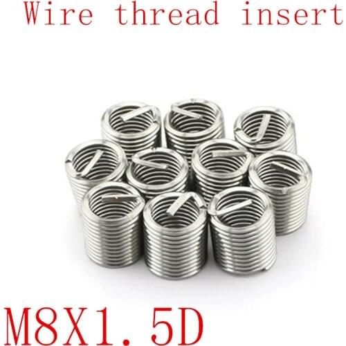 50Pcs M8*1.5D Stainless Steel Coiled Wire Helical Screw Thread Inserts M8 Screw Bushing self tapping thread repair tool