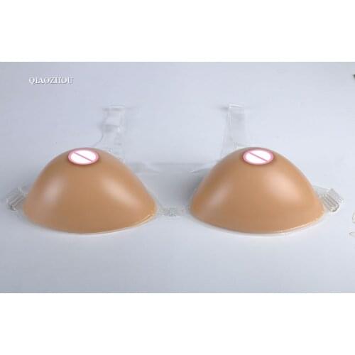 500g A cup transexuales false-breasts strap on realistic breast prosthesis for man cosplay triangle shape have deep concave