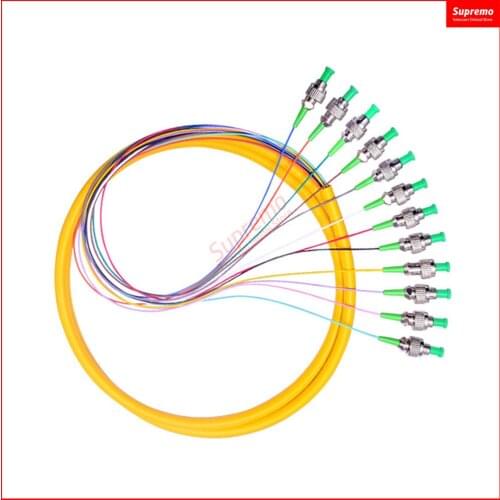 Free Shipping 12 Strand 9/125 Fiber Optic Pigtail 1m FC/APC Single Mode,12 fiber pigtail 1-3 Meters