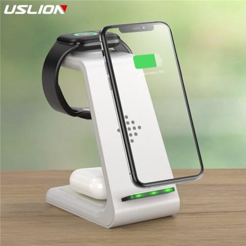 USLION 3 in1 qi Wireless Charger For iPhone 8 plus X 11 Xs AirPods For Apple Watch Wireless Charging Stand for iWatch smartwatch