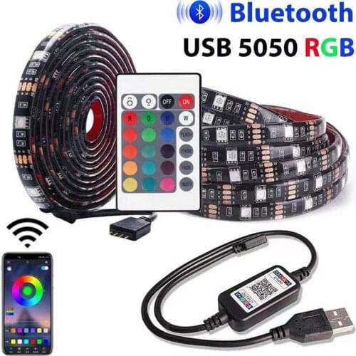 Bluetooth USB LED Strip Light 5050 SMD DC 5V USB RGB Lights Flexible LED Lamp Tape Ribbon RGB TV Desktop Diode Tape adapter