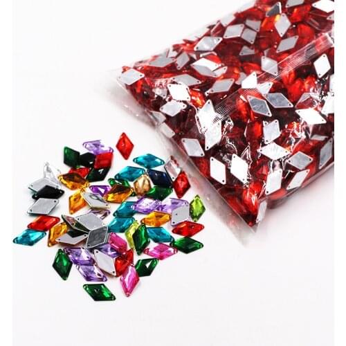 Big Bag Wholesale High Quality Diamond Shaped Acrylic Sew Flatback With Hole Rhinestones Diy/Clothing Accessories