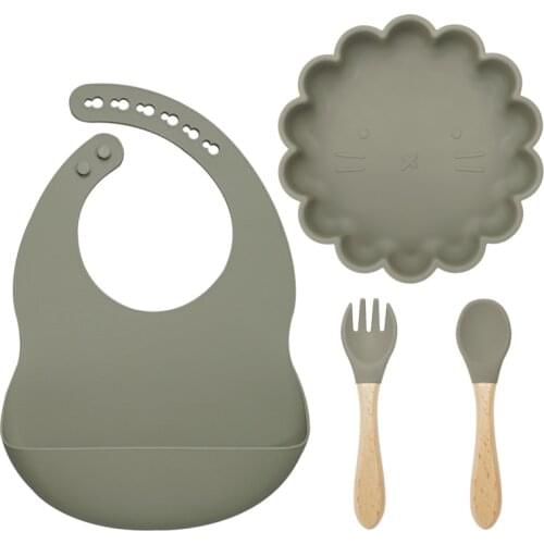 December New Born Baby Products Flower Silicone Bowl Easy To Rinse Baby Stuff Newborn Dropshipping Infantil Feeding Set