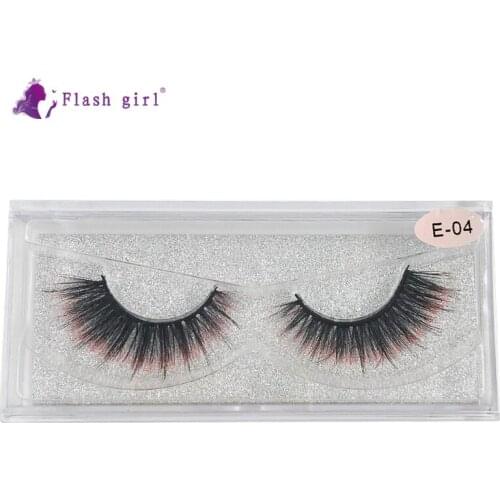 Flash Girl E Series 1Pairs Handmade Makeup 3D Mink Strip Eyelash Colorful Eylashes with Packaging