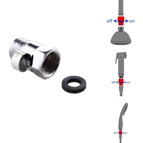 G1/2" Brass Chrome Shower Head Shut-Off Valve Solid Brass with Short Switch