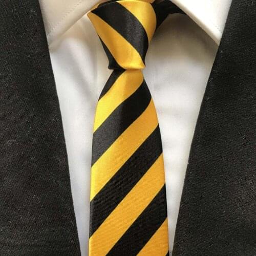 High Fashion Narrow Ties Yellow with Black Diagonal Stripes Neck Ties for Men Wholesale