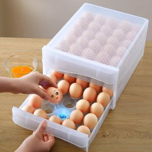 Refrigerator Storage Box for Eggs, Kitchen Drawer Type Fresh-keeping Egg Box Storage Egg Box Rack Supporting Egg Box Food