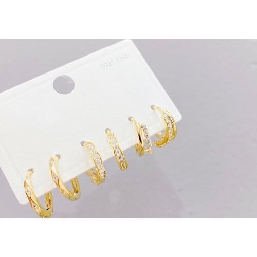 Fashion Exquisite Gold Color hoop earings set Simple Round Geometric hoop earrings for women jewelry 6 pcs