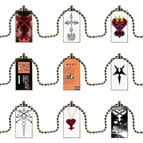 Kanye West - The Life Of Pablo Bronze Color Glass Cabochon With Rectangle Shaped Pendant Choker Necklace For Christmas Gift