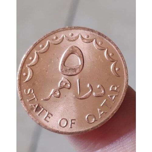 Qatar 5 Dinham 22mm Asia Coins Old Original Infrequent Coin Commemorative Edition 100% Real Random Year