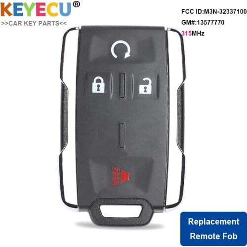 KEYECU Keyless Entry Remote Car Key for GMC Canyon Sierra 2014 2015 2016 2017 2018 2019 , FOB 4 Buttons - 315MHz - M3N-32337100