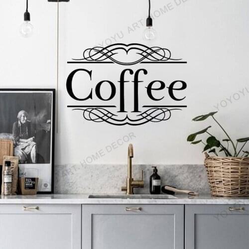 Classic Cafe Wall Decals Sign Design Vinyl Kitchen Interior Glass Wall Stickers Home Cafe Bar Living Room Decoration mural rb256