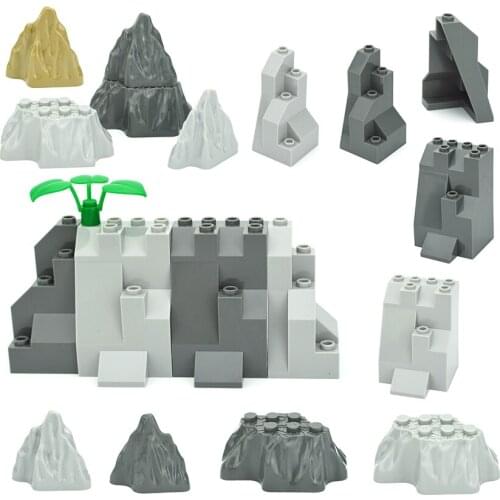 MOC Rock Panel Rockery Mountain DIY City Street View Building Blocks Hill Stone Bricks Compatible with Assembles Particles Toys