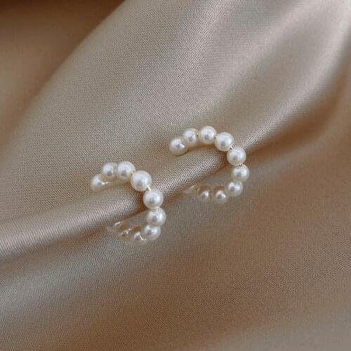 Korean Pearl Ear Cuff Clip Earrings Non-Piercing Bone C-shaped Without Puncture Minimalist Earrings for Women Fashion Jewelry