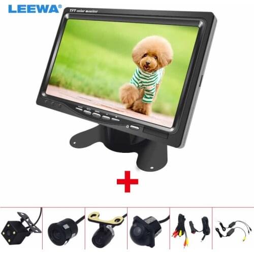 LEEWA DC12V 7" LCD Monitor Display With Rear View Parking Camera Video System with 2.4G Wireless & Cigarette Lighter Optional