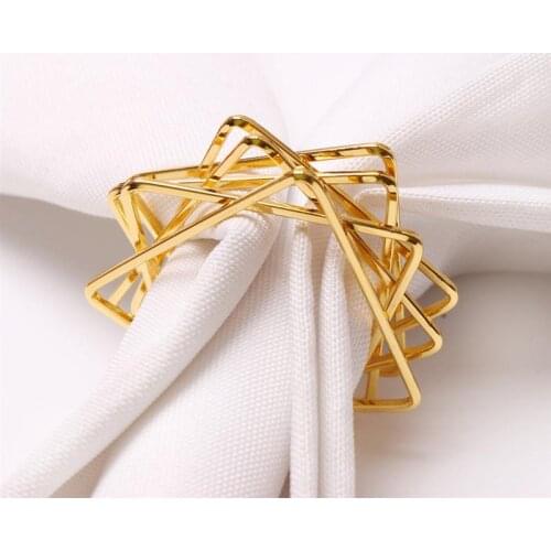 6Pcs Polygon Star Design Napkin Rings Alloy Napkin Holders Party Decorations Kitchen Table Decoration Accessories