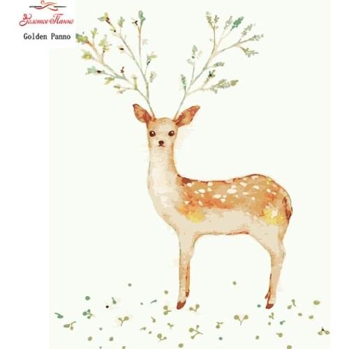 Golden Panno,Needlework,DIY DMC Cross stitch,Sets For Embroidery kit 14ct unprinted Young deer Cross-Stitching,christmas 928
