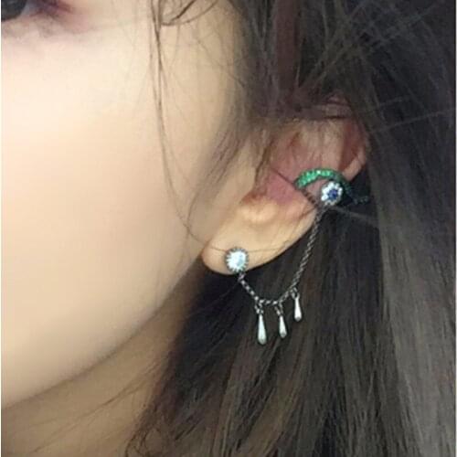 New Cute Eye Crystal Earrings Long Water Droplets Chain Tassel Earrings Personality design Wholesale