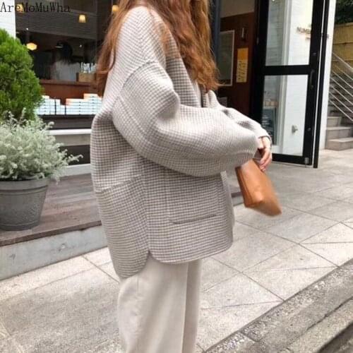 AreMoMuWha 2019 Winter New Temperament Woolen Coat Female Short Section Autumn Coat Female Korean Version of The Wool LooseMH505