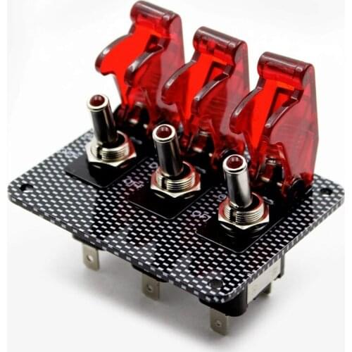 12V Toggle Switch Racing Ignition Engine Relays Switches Carbon Fiber Surface Panel Car with LED Indicator,Red