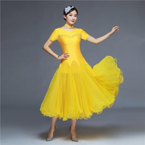 Standard Ballroom Dance Dresses 2019 High Quality Lace Sleeve Flamenco Dancing Skirt Women Cheap Stage Waltz Ballroom Dress