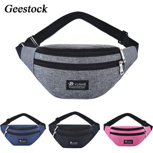 Geestock Waist Bag Three Zipper Pocket Fanny Pack for Mens and Womans Unisex Waist Pack Oxford Hip Bum Bags Sports Travel